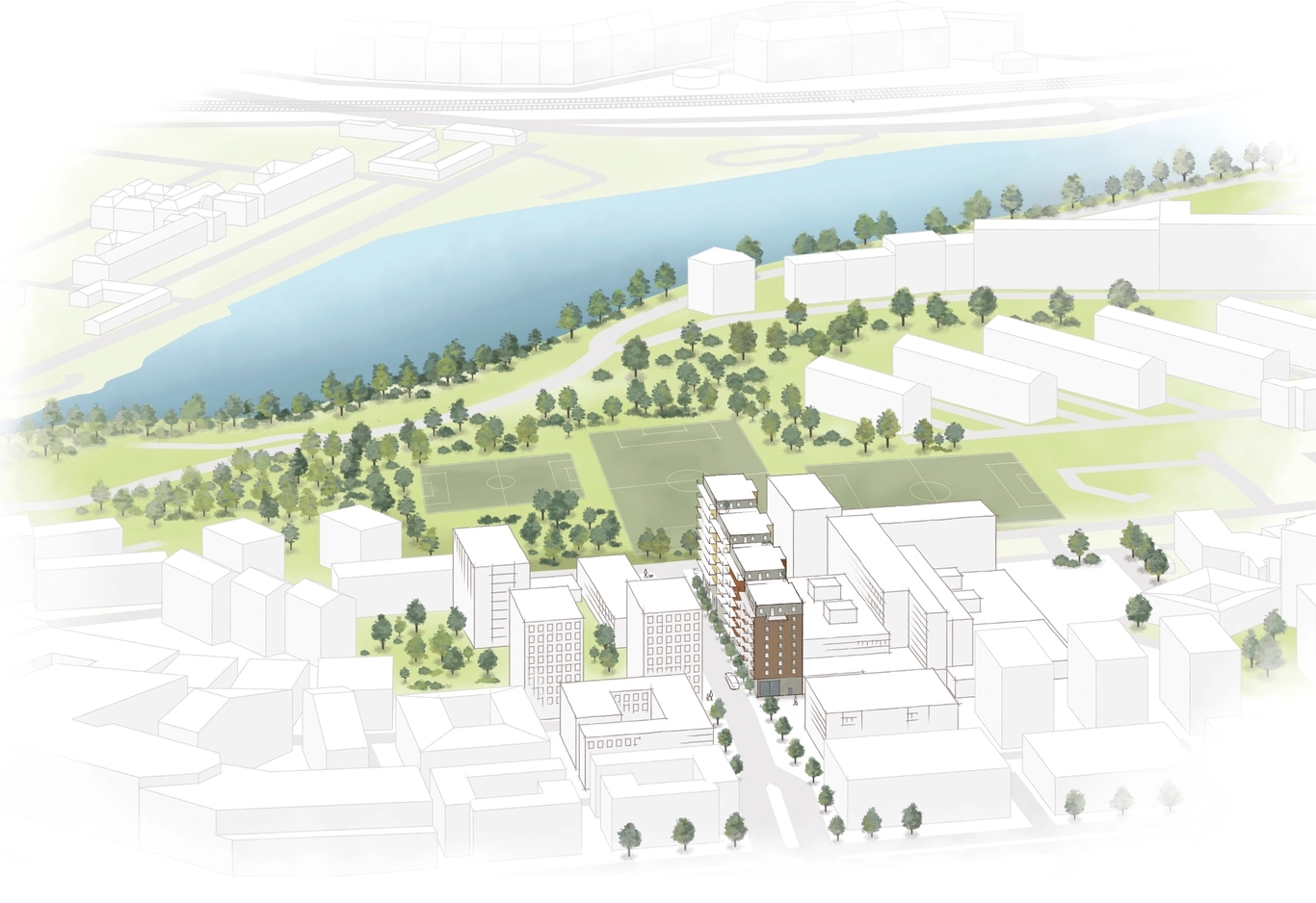 Illustrerad karta med projekt Kellhagen utmärkt