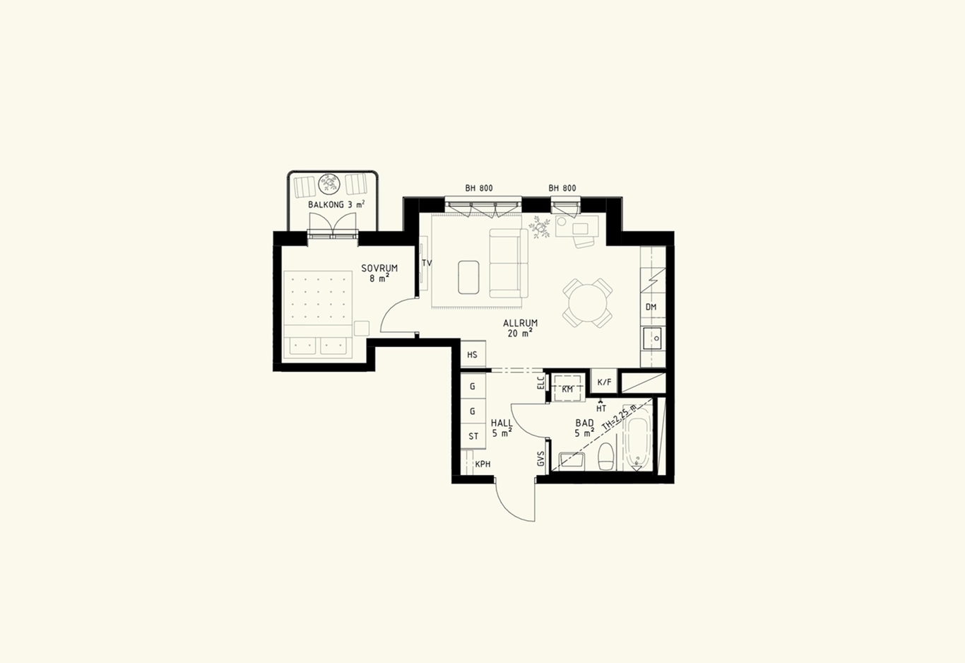 Exempelplanlösning, Haga Heights, 2 rokk